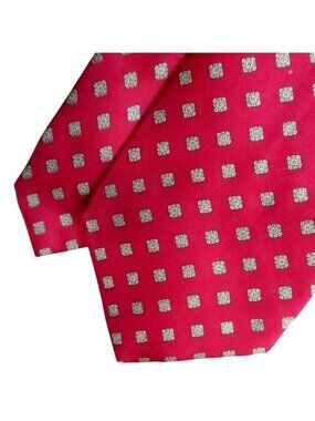 Silk Tie Vintage Necktie Anthony Foxx Red With Square Pattern